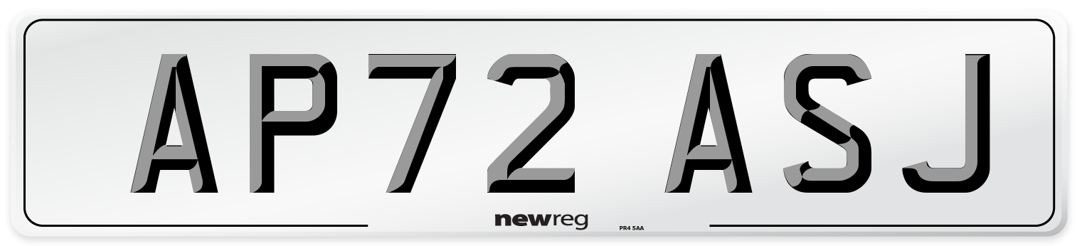 AP72 ASJ Number Plate from New Reg